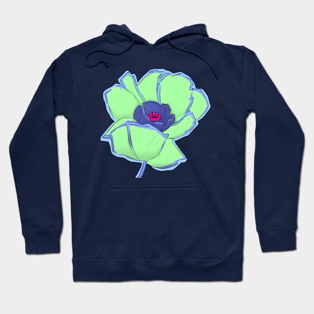 Retro Digital Colored Poppy Flower Illustration (MD23Mrl002b) Hoodie by Maikell Designs